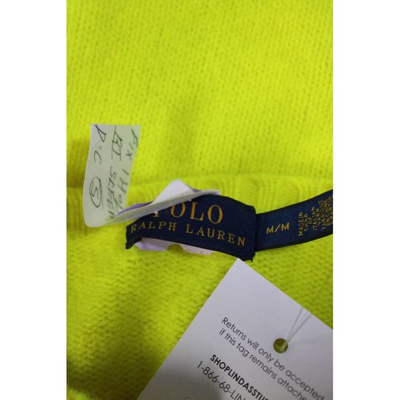 Polo Ralph Lauren Womens Wool Embroider Long Sleeve V-Neck Sweater Yellow Size M - Picture 6 of 6